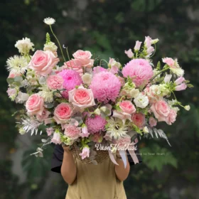 Giỏ Hoa Cúc Mẫu ĐƠn Pink Pastel