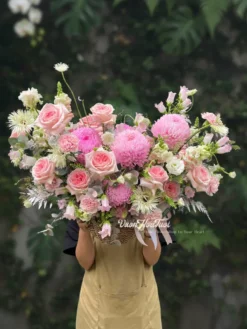 Giỏ Hoa Cúc Mẫu ĐƠn Pink Pastel