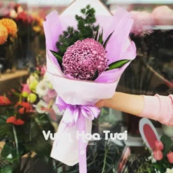 Bó Hoa Cúc Mẫu Đơn Tím 1 Bông