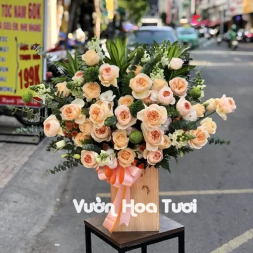 Lẵng Hoa Khai Trương Hồng Juliet