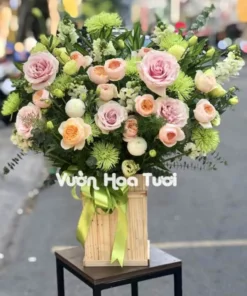 Lẵng Hoa Khai Trương Hồng Juliet