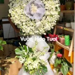 Kệ Hoa Chia Buồn <br> Lan Trắng-HCB07
