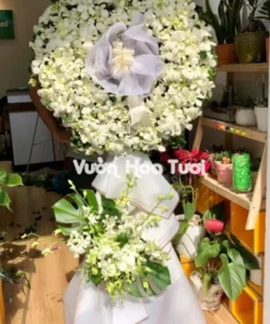 Kệ Hoa Chia Buồn <br> Lan Trắng-HCB07