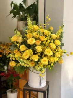 Lẵng hoa Hồng Ohara Vàng Lan Vữ Nữ