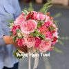 Bó hoa cưới cô dâu cầm tay hồng Ohara