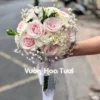 Hoa Cươi Màu Hồng Dâu Bó Hoa Cầm Tay Cô Dâu Hồng Kem Dâu Trắng
