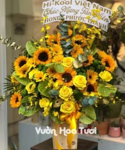 Lẵng Hoa Hướng Dương Hồng Vàng