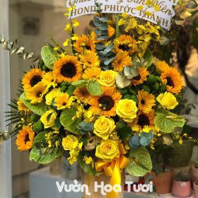 Lẵng Hoa Hướng Dương Hồng Vàng