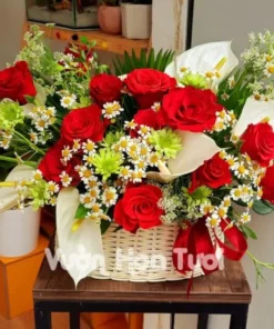 Giỏ Hoa Sinh Nhật Hồng Đỏ Tana