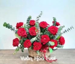 Giỏ hoa sinh nhật hồng Ohara đỏ