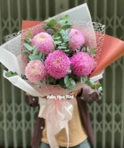 hình ảnh về Bó hoa cúc mẫu đơn Hồng Tặng Sinh Nhật Mẹ