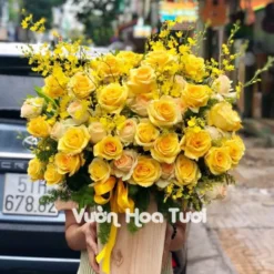 Lẵng hoa Hồng Vàng