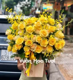 Lẵng hoa Hồng Vàng
