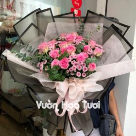 Bó hoa hồng cánh sen