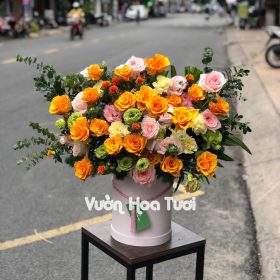 Lẵng hoa chúc mừng Cam Cát Vàng