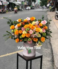 Lẵng hoa chúc mừng Cam Cát Vàng