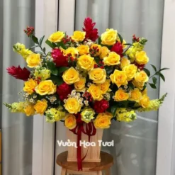 Lẵng hoa Hồng Vàng Ánh Kim