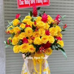 Lẵng Hoa Hồng Vàng Hạnh Phúc