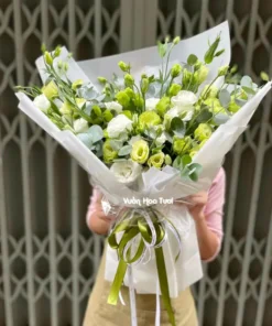 Bó Hoa Sinh Nhật Cát Tường Trắng Xanh Thiên Nhiên