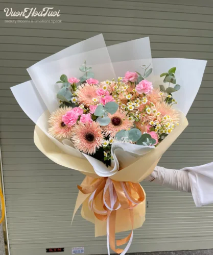 hoa bó tặng sinh nhật bằng đồng tiền xinh xắn