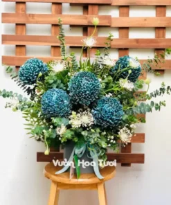 Lẵng Hoa Cúc Mẫu Đơn Xanh 5 bông