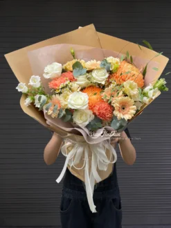 Bó Hoa Cúc Mẫu Đơn Cam Chúc Mừng Sinh Nhật