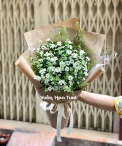 Bó Hoa Thạch Thảo Trắng Nhỏ Cổ Điển