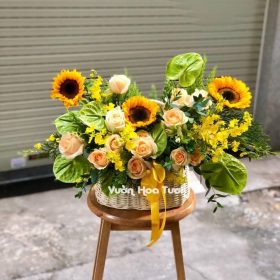 Giỏ Hoa Sinh Nhật Hướng Dương Đón Nắng Ngày Mới