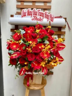 Lẵng Hoa Hồng Đỏ Môn Đỏ Mini