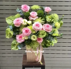 Lẵng hoa hồng ohara môn xanh