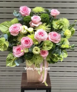 Lẵng hoa hồng ohara môn xanh