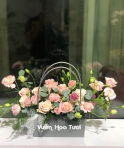 Giỏ hoa Hồng Kem Dâu Sinh Nhật