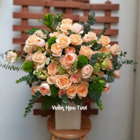 Lẵng Hoa Sinh Nhật Hồng Juliet Sinh Nhật Yêu Đời