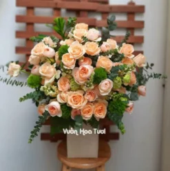 Lẵng Hoa Sinh Nhật Hồng Juliet Sinh Nhật Yêu Đời