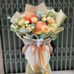 Bó Hoa Sinh Nhật Hồng Cúc Cam Dáng Xinh