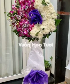 Kệ Hoa Chia Buồn Trắng Tím