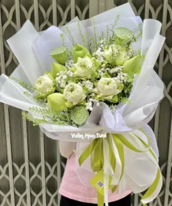 Bó Hoa Sen Xanh Tráng