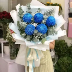 Bó Hoa Cúc Mẫu Đơn Xanh Dương 5