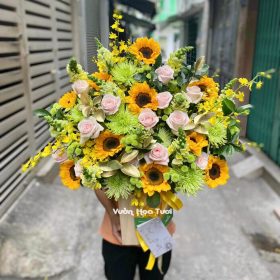 Lẵng Hoa Khai Trương Hướng Dương Thiên Nhiên