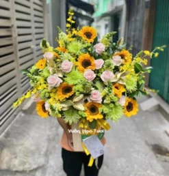 Lẵng Hoa Khai Trương Hướng Dương Thiên Nhiên