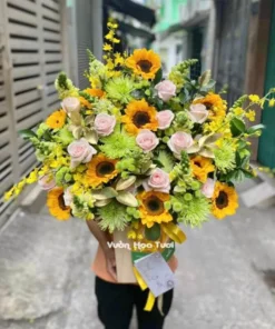 Lẵng Hoa Khai Trương Hướng Dương Thiên Nhiên