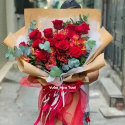 Bó Hoa Hồng Thuỷ Tiên Đỏ
