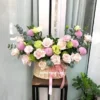 Giỏ Hoa Sinh Nhật Mến Thương Hồng Kem Cát Tường Xanh Giỏ Hoa Sinh Nhật Mến Thương