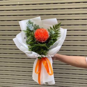 Bó Hoa 01 bông Cúc Mẫu Đơn Cam