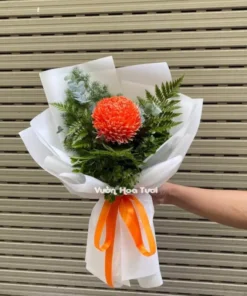 Bó Hoa 01 bông Cúc Mẫu Đơn Cam