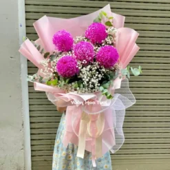 Bó hoa Cúc Mẫu Đơn Hồng Đậm