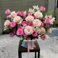 Hộp Hoa Hồng Molino Hồng Sen