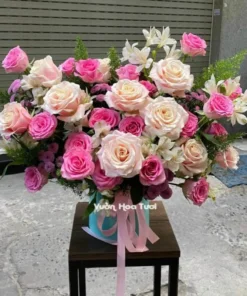 Hộp Hoa Hồng Molino Hồng Sen