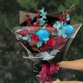 Bó Hoa Cúc Mẫu Đơn Xanh Dương Amata