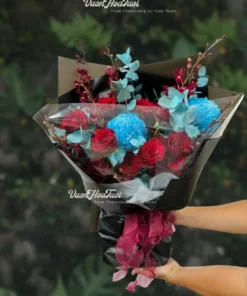 Bó Hoa Cúc Mẫu Đơn Xanh Dương Amata